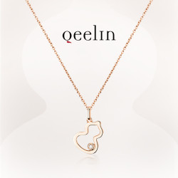Qeelin 麒麟 Wulu系列 18K金钻石葫芦项链女 玫瑰色18K金 均码