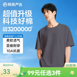 网易严选 10A抗菌新疆棉圆领短袖T恤 暗夜灰 XL