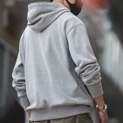 马登 工装 日系复古做旧锁帽卫衣阿美咔叽纯色休闲百搭长袖男