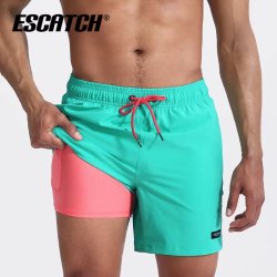 ESCATCH 男士泳裤防尴尬男生泳衣沙滩裤温泉游泳裤速干短裤泳帽泳镜三件套
