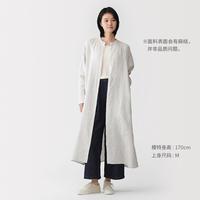 無印良品 MUJI 无印良品 女式 汉麻水洗长袖衬衫连衣裙女装裙子夏季