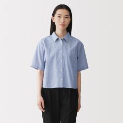 無印良品 MUJI 无印良品 女式 凉感短袖衬衫 女士衬衣外套上衣女装女款夏季