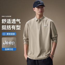 吉普 2026春秋半开襟打底衫上衣男式T恤百搭长袖男式Polo衫男装