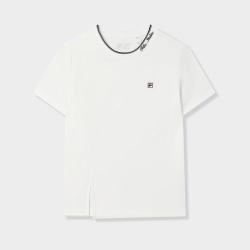 FILA 女装女式T恤女士时尚休闲简约基础百搭圆领针织短袖衫