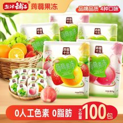 盐津铺子 0脂蒟蒻果冻800g*1袋草莓青提白桃果冻休闲零食儿童小吃