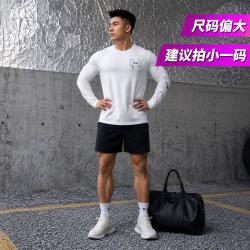 安德玛 长袖男装上衣圆领简约时尚潮流舒适轻便休闲户外日常出行运动T恤
