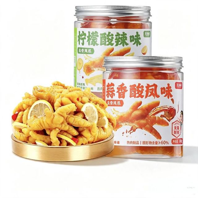 王小卤 去骨鸡爪500g×2罐 蒜香酸辣+柠檬酸辣