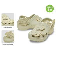 crocs 经典云朵绢花洞洞鞋厚底花园鞋沙滩鞋凉鞋女鞋