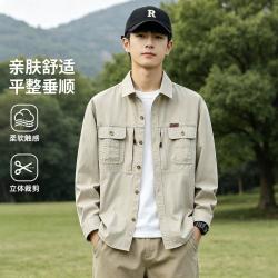 吉普 长袖衬衫男款外套纯棉秋季款2025宽松休闲衬衣