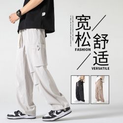 jifffly 美式口袋工装裤男士夏季潮牌宽松百搭直筒休闲裤子长裤