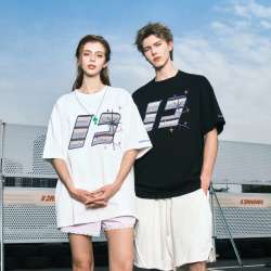 FORNINES 胡亦琛同款FORNINES国潮logo刺绣t恤男女宽松纯棉情侣装夏季短袖