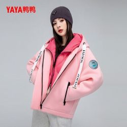 鸭鸭羽绒服 鸭鸭2025新款户外韩版简约时尚女士宽松百搭连帽男女同款羽绒外套
