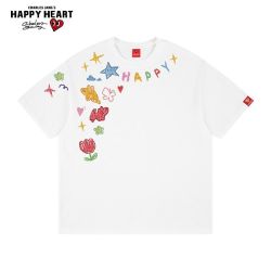 CHARLES JANG'S HAPPY HEART 王楚然同款查尔斯桃心短袖t恤男女夏季纯棉涂鸦印花情侣宽松百搭