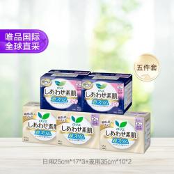 花王 乐而雅F系列敏感肌超薄日夜5包套装71片日用*3+夜用*2