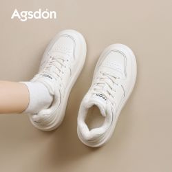 奥古狮登 加绒小白鞋女2025新款冬季女鞋保暖棉鞋厚底情侣运动鞋男