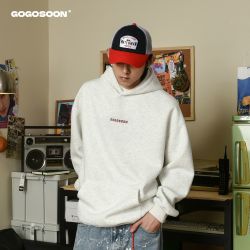 GOGOSOON 秋连帽卫衣400g重磅字母印花休闲宽松潮牌简单基础外套