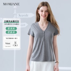 Mom Jane 哺乳短袖t恤孕妇上衣外出兰精天丝莫代尔夏季薄款潮妈带胸垫喂奶