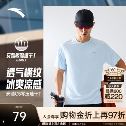 安踏 零压速干T丨C5短袖t恤男夏季冰爽 冰冻蓝5115-3 Z哥同款 L (175)