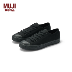 無印良品 MUJI 男女通用不易疲劳不易沾水运动鞋无性别男款女款小白鞋帆布鞋鞋子 黑色图案5A