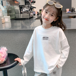 女童白色打底衫春秋款2025新款纯棉女孩春装长袖T恤儿童春季上衣