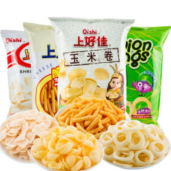 上好佳 鲜虾片80g装油炸多种口味风味蟹味休闲解馋小零食薯条膨化
