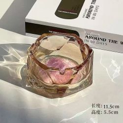 琥珀色加厚玻璃轻奢简约炫彩加厚烟灰缸ins客厅家用办公室多用