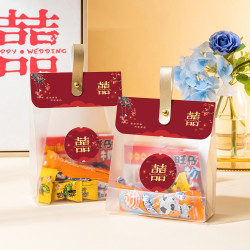 喜糖盒2026结婚喜糖袋婚礼订婚伴手礼袋子装喜糖果免折透明空盒子