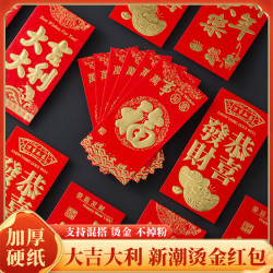 数家珍 新年烫金红包蛇年2025通用大号加厚过年春节红包硬质