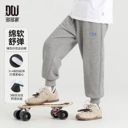 多多家 11099中大童秋季撞色印花针织休闲运动裤