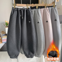 一条过冬韩货加厚绒冬款男女童弯刀宽松休闲裤