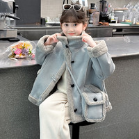 女童加绒加厚时髦外套秋冬装2025新款中大童洋气爆款女孩加厚上衣