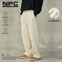 NPC 潮牌棋盘格加绒休闲裤松紧可调节抽绳长裤NP39TR39