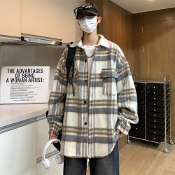 2026春秋新款小香风外套男装爆款高级感情侣百搭潮流毛呢格子夹克