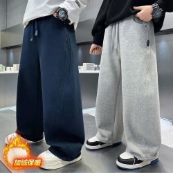 男童裤子冬季新款加绒保暖儿童卫裤中大童帅气运动裤宽松加厚长裤