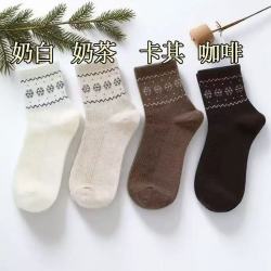 秋季新款提花设计感学院风舒适百搭吸汗民族风居家袜不撞款ZX
