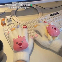 秋冬款海狸loopy时尚水貂毛毛绒手套保暖学生骑车毛绒情侣手套