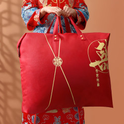 千漫 结婚收纳袋子婚庆用品新娘陪嫁大红色喜被子婚礼手提袋防尘棉被套