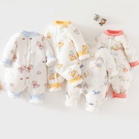 冬季婴儿连体棉袄加厚夹棉新生儿棉服0-12个月宝宝棉衣秋