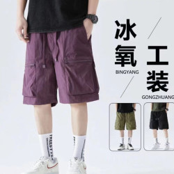 夏季薄款工装短裤宽松透气五分裤冰丝中裤男士潮流百搭767