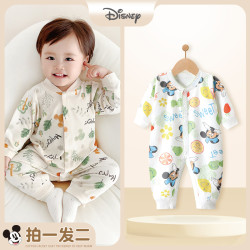 迪士尼 婴儿连体衣纯棉新生春秋装衣服宝宝四季款哈衣爬服