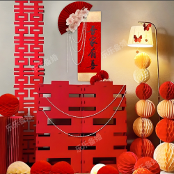 加硬毛粘材质立体超大喜字落地摆件双喜婚房布置网红