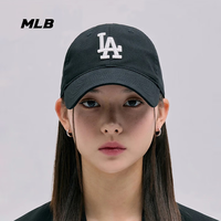MLB 男女情侣款Logo刺绣四季软顶鸭舌棒球帽3ACP6601N-07BKS-F
