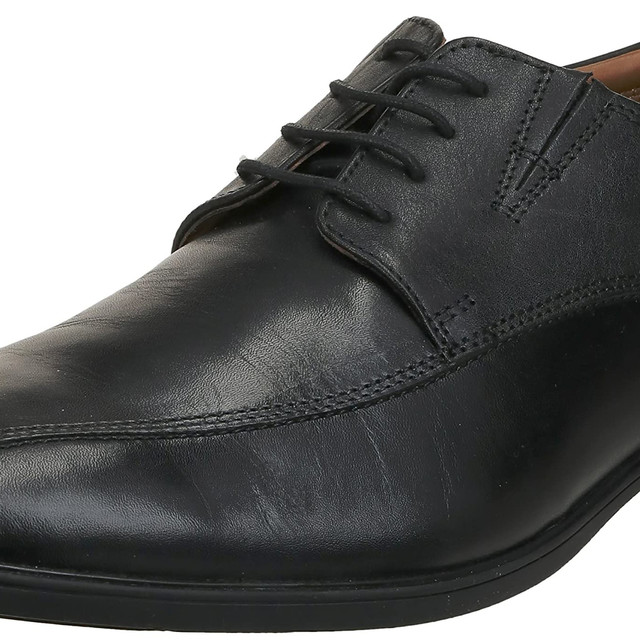 Clarks 男式 Tilden Walk 牛津鞋 Black Leather 41 EU