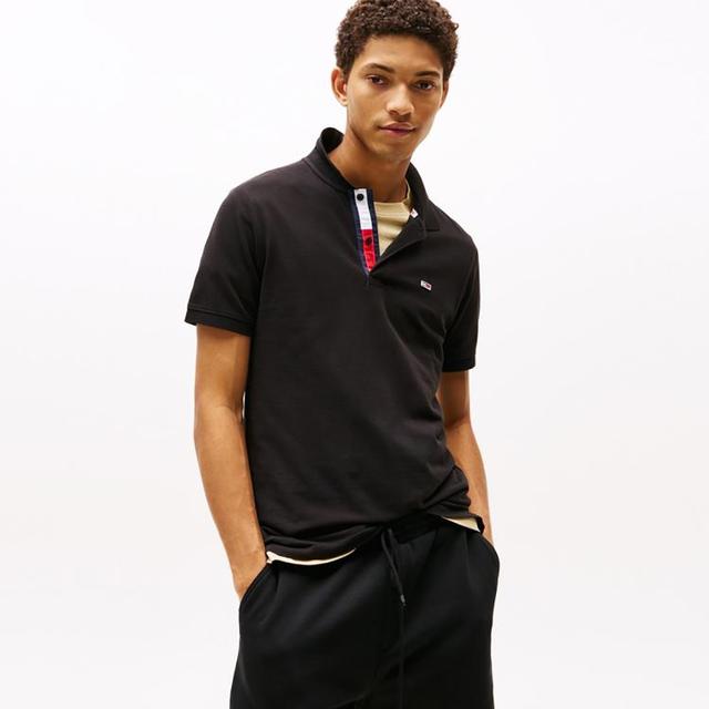 TOMMY HILFIGER 纯棉双扣领修身短袖POLO衫