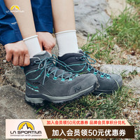 LA SPORTIVA 徒步鞋男女户外轻量休闲皮质登山鞋防水耐磨Hike Leather 23新品 碳灰/珊瑚绿 38