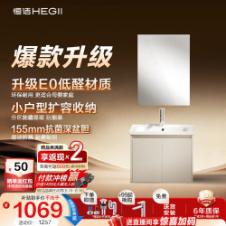 恒洁 BC2500 BM2108S-50Q4 E0级陶瓷一体盆 流云白 浴室柜组合