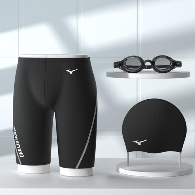 美津浓 夏季男士游泳套装平光专业竞速泳镜硅胶泳帽五分泳裤休闲