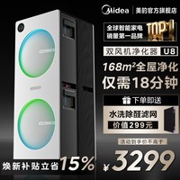 美的 双风机U8空气净化器家用除甲醛室内宠物吸猫毛烟雾吸烟净化机