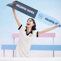 FILA 女装时尚简约连衣裙女士休闲显瘦气质优雅百搭V领针织连衣裙
