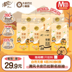 清风 抽纸 卡皮巴拉4层260抽6提M码 悬挂式纸巾 挂抽 家用卫生纸整箱